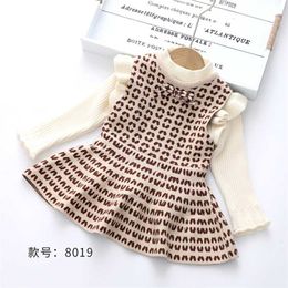 Girls Dress Sweater Winter 2pcs Set Fashion Kids Clothes Knitted Children Clothing High Quality Infant Costum 211201