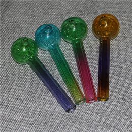 Pyrex 11cm Glass Oil Smoking Pipe Colored Glass Burner Pipes Great Tube Nail Tip Water Quartz Tips Hand Made