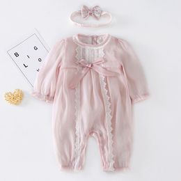 Baby Girl Long Sleeve Lace Rompers Spring Jumpsuit Kids born Clothes 210429