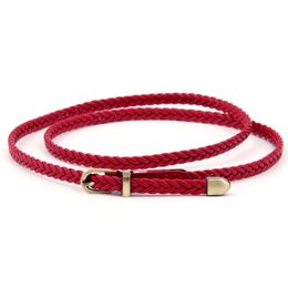 Women Pin buckle Braided thin belt for dress fashion wild waistband 1cm hand made simple Vintage casual waist rope