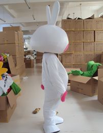 Mascot Costumes White Rabbit Mascot Costume Unisex Adult Size Fancy Dress Cartoon Appearl Halloween Birthday