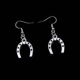 New Fashion Handmade 21*16mm Lucky Horseshoe Horse Earrings Stainless Steel Ear Hook Retro Small Object Jewelry Simple Design For Women Girl Gifts
