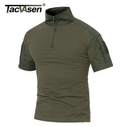 TACVASEN Men Summer Shirts Airsoft Army actical Shirt Short Sleeve Military Camouflage Cotton ee Paintball Clothing 210707