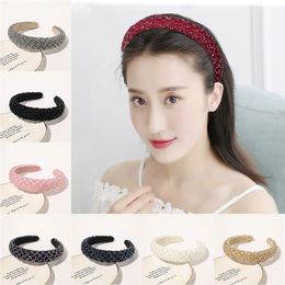 Bling Hair Hoop Hairbands Crystal Head Hoop Rhinestone Headband Hairbands Beaded Hair Accessory Thick Sponge Wide bezel Hairband