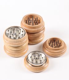 55 mm High Quality Smoking Dry Herb Grinder Two Layers Wood&Alloy Metal Tobacco Grinders Magnetic attractable