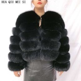 natural fur coat long sleeve real raccoon winter women high quality silver red 211220