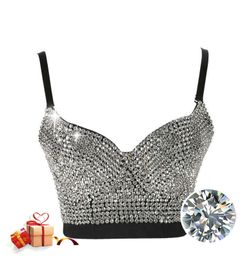 2024 Rhinestone Bra NEW Diamond Cotton Push Up Bras Lingerie Corset Undefined Crop Top Ropa Sexy Bralette Nightclub Bar Lenceria X0726 s