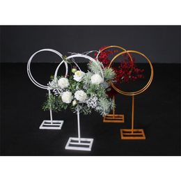 Party Decoration Wedding Table Centrepieces Backdrop Artificial Decorative Flowers Iron Ring Stand Flower Arrangement Props