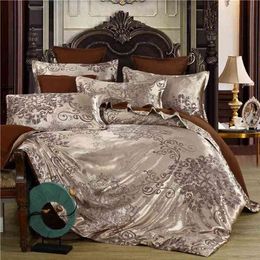 Summer Bedding 4pcs Bedroom Queen Bed Cover Set Polyester Printed Quilt Comfortable Queen Size Quilt Cover Bed Cover Pillowcase 210706