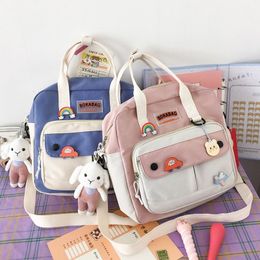 Women Small Cute Rabbit Backpack Female Student College Schoolbag Girls Badge Book Backpack Kawaii Ladies Fashion Shoulder Bags K726