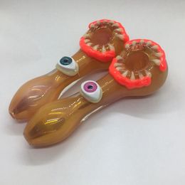 Pipes Colorful Eye Luminous Glow At Night Portable Pyrex Thick Glass Innovative Design Tooth Dry Herb Tobacco Filter Oil Rigs Bowl High Quality Handmade DHL