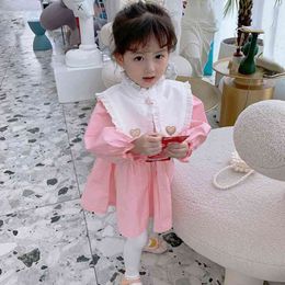 Autumn Arrival Girls Long Sleeve Dress Kids Pink Princess Dresses Clothes 210528