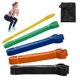 Resistance Loop Bands Set Pack of 5 Latex Yoga Strength Training Pull Up Assist Exercise Bands with Carry Bag Home Gym Fitness H1026