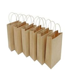 2021 Jewellery Paper Bag Mini Kraft Paper Gift Handle Bag Wedding Party Candy Food Packaging Bag 10*5*12cm