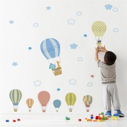 Wall Stickers Cute Animal Take Air Balloon For Kids Room Decoration Nursery Mural Art Diy Pvc Safari Home Decal