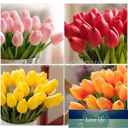 PU Touch Home Floral Decor Mini Tulip Bouquet Artificial Flower Bunch Orange