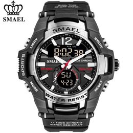 SMAEL Men Watches Fashion Sport Super Cool Quartz LED Digital Watch 50M Waterproof Wristwatch Men's Clock Relogio Masculino 210804