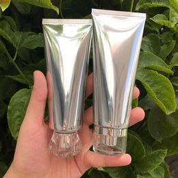 300pcs/lot 100ml Bright Silver Plastic Soft Tubes Empty Cosmetic Cream Emulsion Lotion aluminium-plastic composite Containersgood qualty