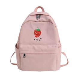 Outdoor Bags Embroidery Canvas Bag Little Fresh Waterproof Nylon Solid Color Backpack Girls Schoolbags