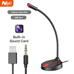 Mini USB Microphone Studio Speech Speakers 3.5mm Jack Plug Wired Microphones PC Computer Laptop Notebook Loud Speaker