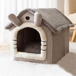 Cat Beds & Furniture Pet Bed Warm Puppy House Indoor Comfortable Semi-enclosed Plush Sleeping Resting Nest Removable Pets Basket