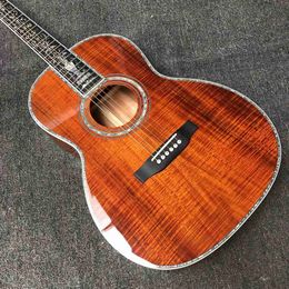 Custom Grand 39" KOA Wood 00045 Parlour Acoustic Guitar 100% All Real Abalone Guitar Accept OOO, OM, D Shape OEM
