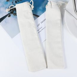 White Clocth Metal Straw Storage Bags Portable Travel Cutlery Pouch Jewelry Drawstring Carrying Case