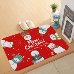 Christmas Coral Fleece Kitchen Carpet Mat Bedroom Bar Entrance Doormat Home Hallway Floor Living Room Carpets Bathroom Anti-Slip Rug Party Decoration JY0712