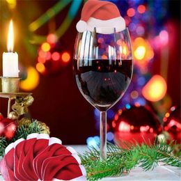 10шт рождественские украшения вина стеклянные шляпы карты шампанское красное вино рождественские карт украшения карты праздник праздник украшения 50lot