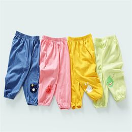 Baby Pants Children Trousers For Boys Girls Little Toddlers Kids Summer Linen Cotton Pants Long Full Trousers Anti-mosquito Soft 211028