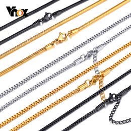 Vnox Basic 2mm Round Snake Box Neckalce for Women Men Smooth Stainless Steel Comfort Fit Neck Links Casual Venetian Chain