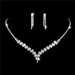 Bridal Wedding Necklace Earrings Jewelry Set Claw Zircon Chain Rhinestone Fashion Women bridesmaid photography ACC