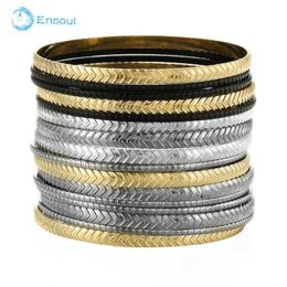 Ensoul 2021 Style Arrow Stripe Gold/Silver/Hem/Black Mixed Metal Bangles Set Of 16 Luxury Jewelrys For Friend Gift Bangle