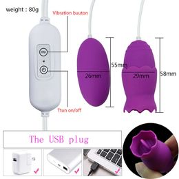 Tongue Oral Licking Vibrators USB Vibrating Egg G-spot Vagina Massage Clitoris Stimulator Sex Toys for Women Sex toys P0818