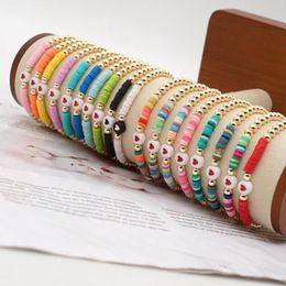 5Pcs Unique CZ bangle colorful clay beaded bracelet cute hot selling smiley happy face charm bracelet