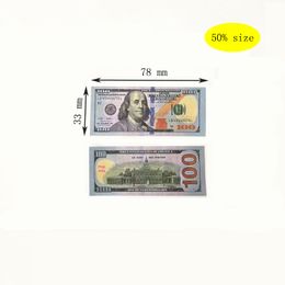 50% Size Movie props party game dollar bill counterfeit currency 1 5 10 20 50 100 face value of US dollars fake money toy gift 100pcs pack