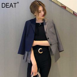 DEAT winter and notched single breasted full sleeves contreast Colours pleated female blazer WN84102L 211019