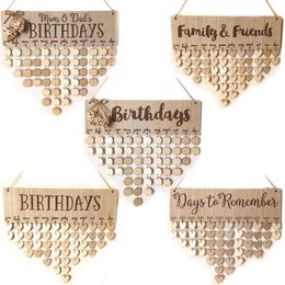 Family and Friends Wooden Birthday Reminder Calendar Birthday Tracker Wall Hanging Plaque Board Sign DIY Home Decoration Gifts