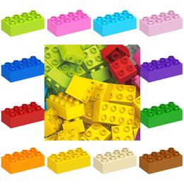 DIY Big Blocks 500g 2x4 Dots Thick Big Size Building Blocks Toy Colourful Bulk Bricks Accessories Kids Early Enlighten Toys Kids Q0624