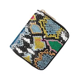 Wallets 2021 Women's Snake Pattern Short Wallet Fashion Colourful Leather Coin Purse Women Ladies Zipper Collocation Purses