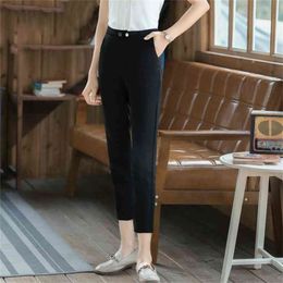 Plus size women's clothing S-4XL professional office slim black pants Female Fall anti-wrinkle high waist ladies 210527