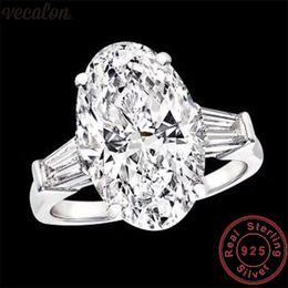 Vecalon Statement Promise Ring 100% 925 sterling silver Big Oval 8ct Diamond Cz Engagement Wedding band rings for women Bridal Jewellery
