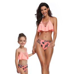 Women's Swimwear High Waist Bikini Mom And Daughter Women Swimsuit Push Up Halter Summer Beach Biquini Maillot De Bain Swimsuits