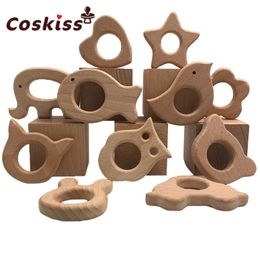 Wooden Teethers 11pc Nature Baby Teething Toy Organic Eco-friendly Infants Nursing Holder Teether Gift 211106