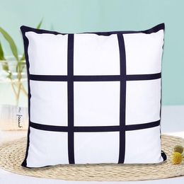 fashion short plush grid blanks sublimation pillow case 40*40 double noodle heat transfer DIY pillowcase black white grids