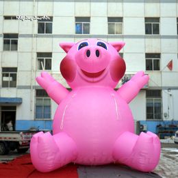 Outdoor Advertising Cartoon Animal Model Personalised Pink Inflatable Pig Balloon For Park And Concert Stage Decoration