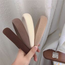 4pcs Coffee Colors Women Headband Solid Velvet Bezel Girls Vintage Hair Bands Soft Hairband Headwear Rubbers Elastic Hair Accessories 220309