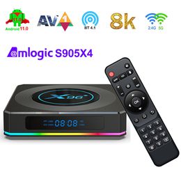 X96 X4 Android Smart TV BOX Amlogic S905X4 4GB 32GB 4GB32GB Quad Core 2.4G/5G WIFI BT4.1 AV1 8K Media Player Home Movie 4G32G Colourful RGB Light Android11 TVbox