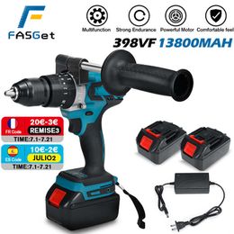 Brushless Electric Drill 20 Torque 520N.M Cordless Screwdriver 13mm Chuck Li-ion Battery Electric Power Screwdriver Drill 210719