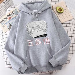 Satoru Gojo Jujutsu Kaisen Print Hooded Men Harajuku Casual Sweatshirts Spring 2021 Fleece Streetwear Anime Fashion Mens Hoodie Y0804